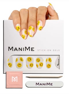 Gel Nail Wraps (Bien Happy) | Fully Cured Gel Polish Nail Strips | Long Lasting at-Home Salon-Quality Manicure | No UV Lamp Required | 18pc Set, Includes Nail File, Prep Pad, Mani Stick