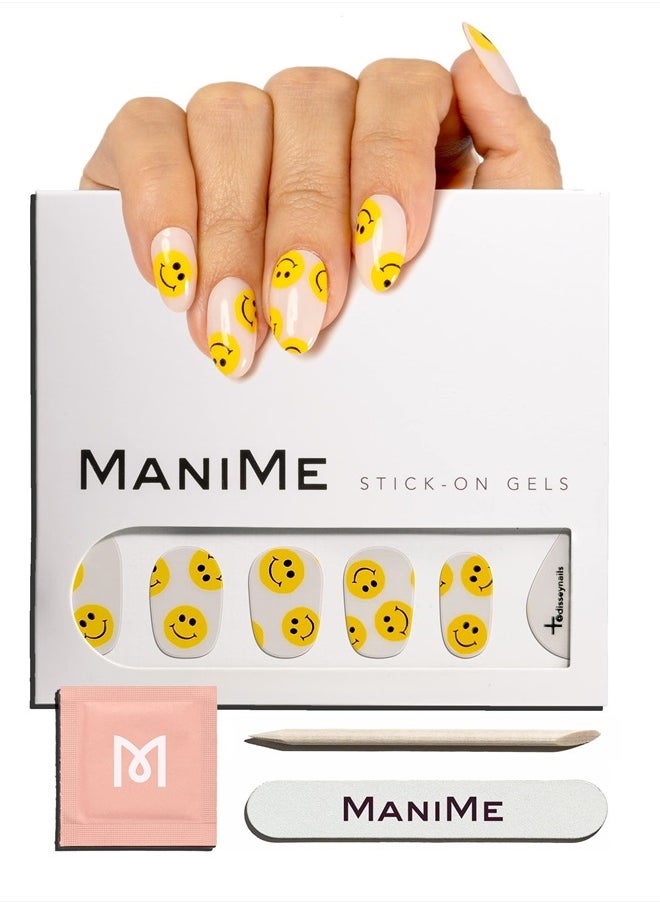 ManiMe - Gel Nail Wraps (Bien Happy) | Fully Cured Gel Polish Nail Strips | Long Lasting at-Home Salon-Quality Manicure | No UV Lamp Required | 18pc Set, Includes Nail File, Prep Pad, Mani Stick - Image 1