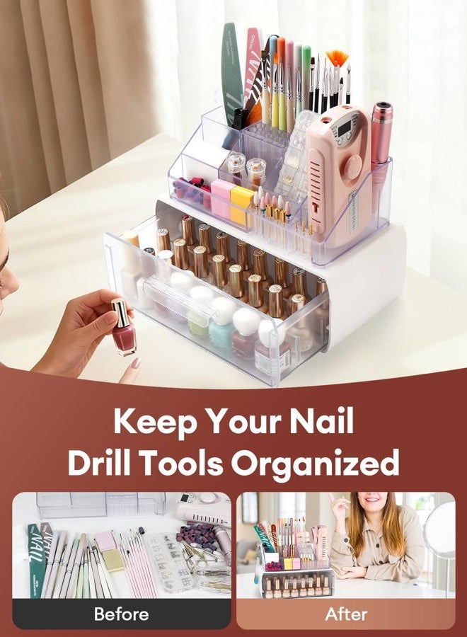 LIARTY Nail Drill Holder: Acrylic Nail Drill Bits Holder Makeup Organizer Case for Brush - Beauty Cosmetic Storage Box for Dresser Countertop and Bathroom Vanity - Image 3