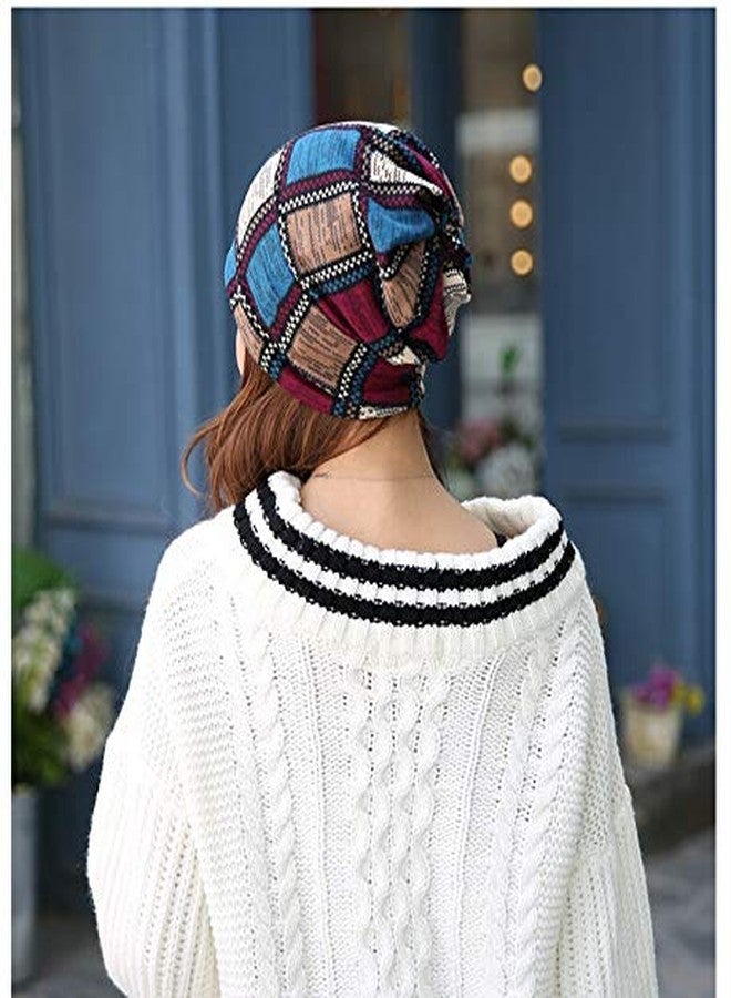 Alexvyan Check Ponytail Beanie Winter Cap Bandana Head Wear for Women Knit Cap Skull Beanies Warm Caps Female Knitted Hat Ladies - Image 3