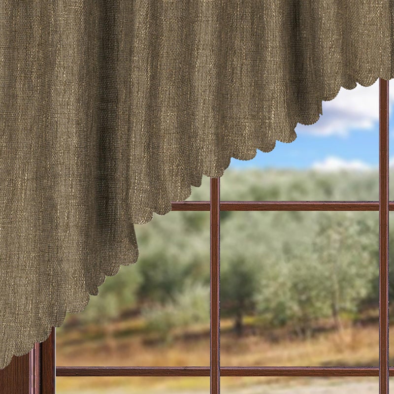 Valea Home Soft Burlap Look Swag Curtains Rustic Natural Rod Pocket Kitchen Valance Curtain Panels for Small Window 63 inch Length, Tan, 2 Panels - Image 3