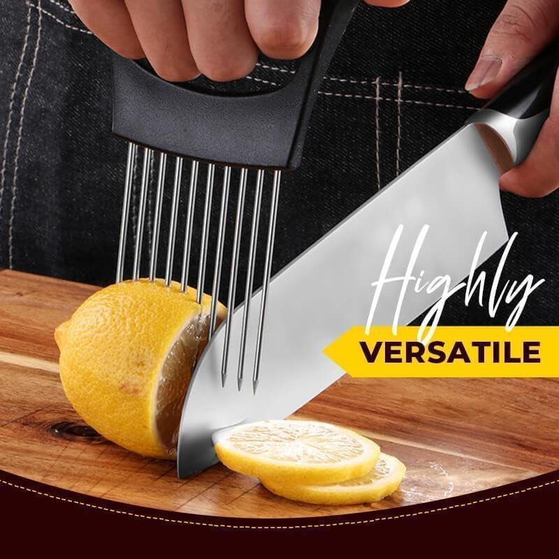 WARSPOT Stainless Steel Onion Slice Holder, Lemon Slicer Vegetable Cutter, Chopper Slicing Assistant Tool for Meat, Onion, Potato, Tomato Home Kitchen Tools (1 PCS) - Image 2