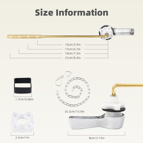 iFealClear Universal Metal Toilet Handle Replacement Kit, Front Mount Toilet Flush Handle Replacement Compatible with Kohler, American Standard, TOTO, Mansfield, Solid Brass, Chrome - Image 4