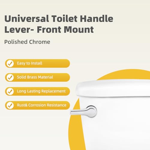 iFealClear Universal Metal Toilet Handle Replacement Kit, Front Mount Toilet Flush Handle Replacement Compatible with Kohler, American Standard, TOTO, Mansfield, Solid Brass, Chrome - Image 2
