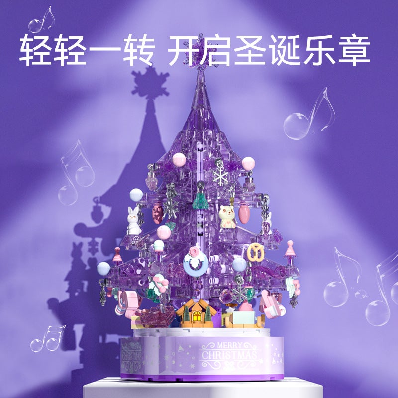 2023 New Senbao 605024-33 Fantasy Pink Purple Christmas Tree Rotating Music Box Girl Christmas Gift - Image 4