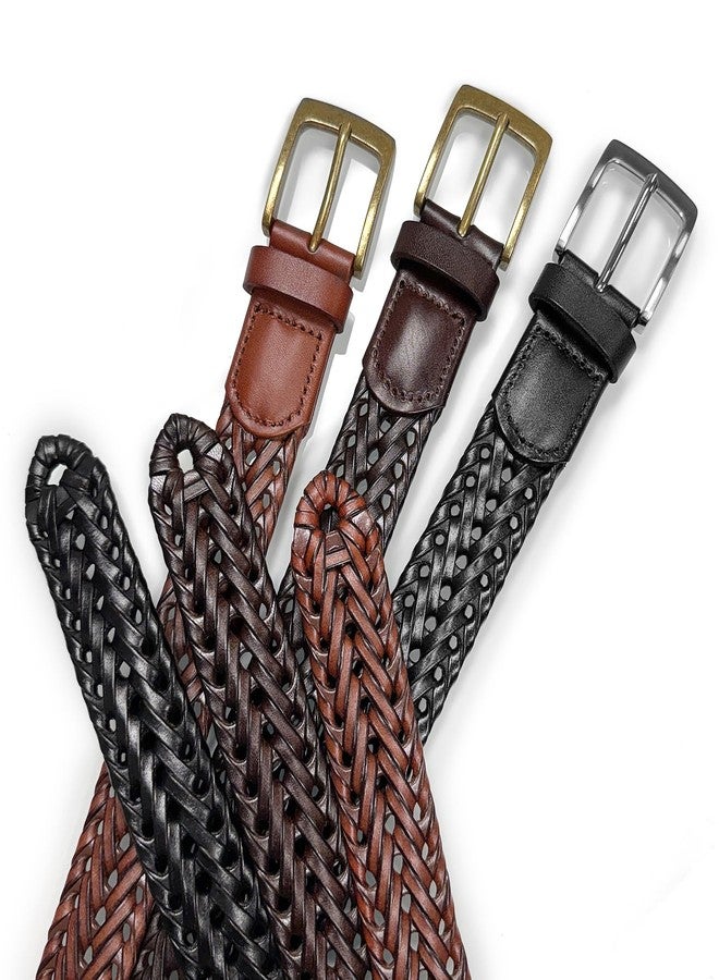 Belts.com حزام بيلتس.كوم حزام مضفر من الجلد الطبيعي حزام كاجوال 1-3/8" (35 مم) عريض (بني، -34) - Image 5