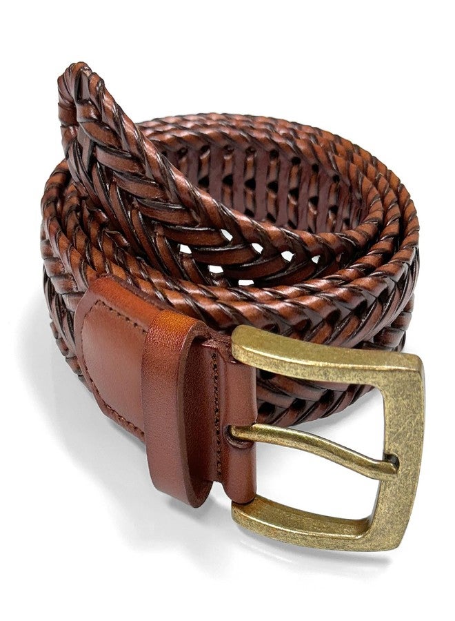 Belts.com حزام بيلتس.كوم حزام مضفر من الجلد الطبيعي حزام كاجوال 1-3/8" (35 مم) عريض (بني، -34) - Image 4