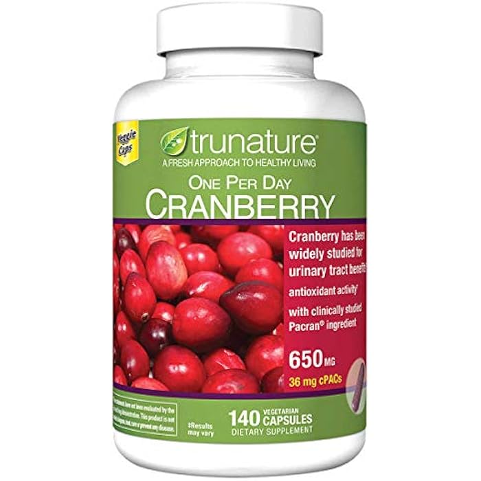 trunature Cranberry 650 mg, 140 Vegetarian Capsules (3 Pack) - Image 1