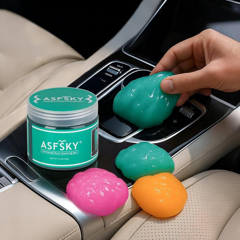 ASFSKY جل تنظيف ASFSKY جل تنظيف السيارات جل تنظيف لوحة المفاتيح قابل لإعادة الاستخدام منظف داخلي للسيارة جل تنظيف لوحة المفاتيح عالمي لأجهزة الكمبيوتر المحمولة والكاميرات والآلات الحاسبة (أخضر 160 جم) - Image 1
