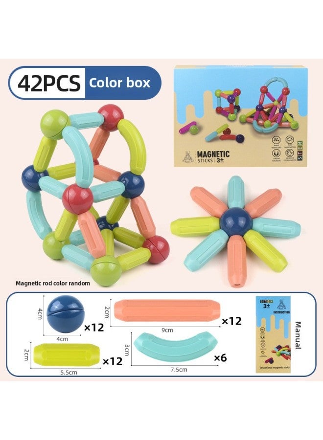 Varied Large Magnetic Stick Children's Early Education Yizhibao Intelligence Development Assembled Toys Boys And Girls Building Blocks Wholesale-Color:Magnetic Bar 42 Pieces (color Box) - Image 1