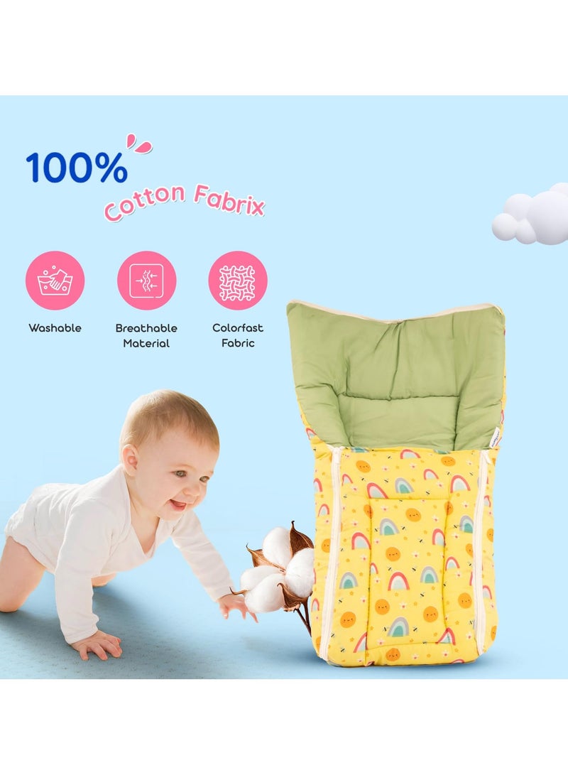 Bumtum UMTUM 0-6 Months New Born Baby Unisex Cotton Carry Bag Sleeping Bag 3 in 1 Baby Bed Carry Nest for Infant Sun Print Lemon - Image 3