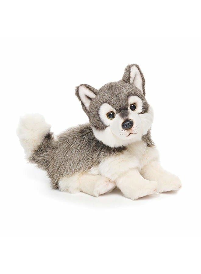 DEMDACO Nat and Jules Alert Small Wolf Friend Wispy Charcoal Children's Plush Stuffed Animal Toy - Image 1
