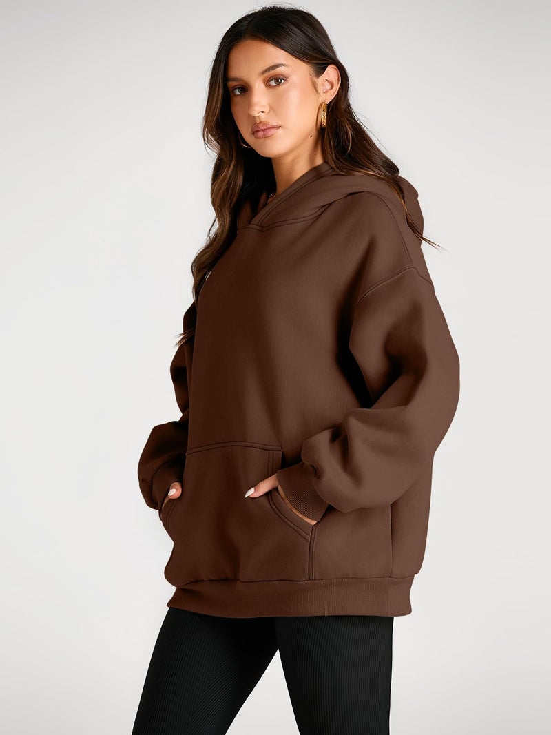 Trendy Queen Womens Oversized Hoodies Fleece Sweatshirts Fall Fashion Pullover Sweaters Winter Clothes 2025 Coffee L - Image 3