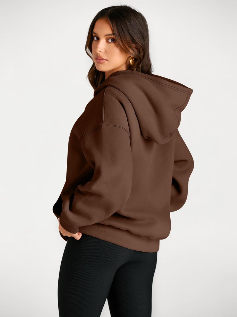 Trendy Queen Womens Oversized Hoodies Fleece Sweatshirts Fall Fashion Pullover Sweaters Winter Clothes 2025 Coffee L - Image 4