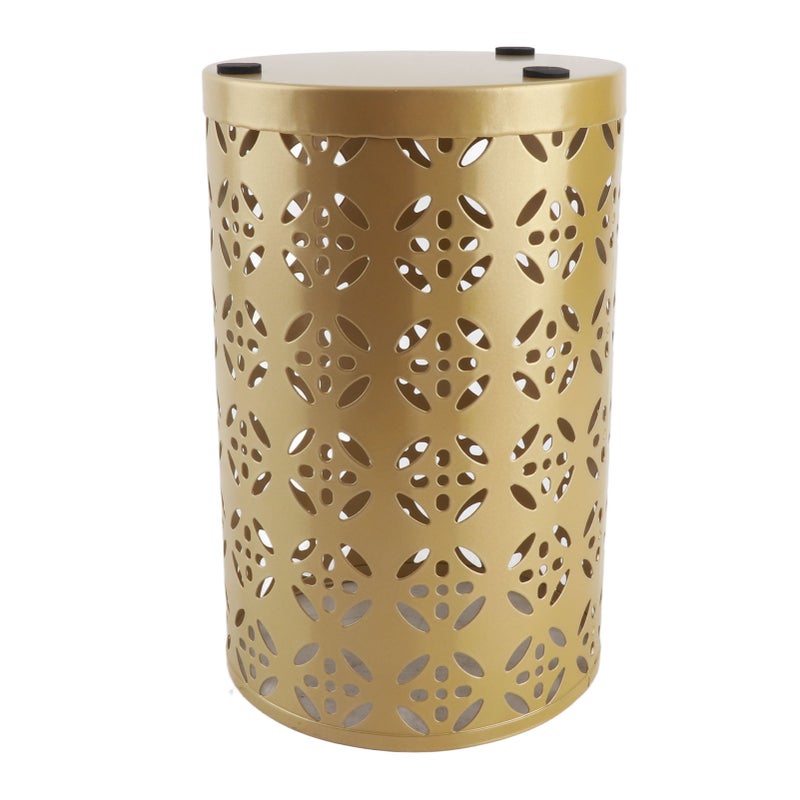 Umbrella Holder Round Rust Proof Stylish Hollow Copper Pattern Metal Umbrella Holder Bin for Home Entryway Gold 23x15x15cm / 9.1x5.9x5.9in - Image 3