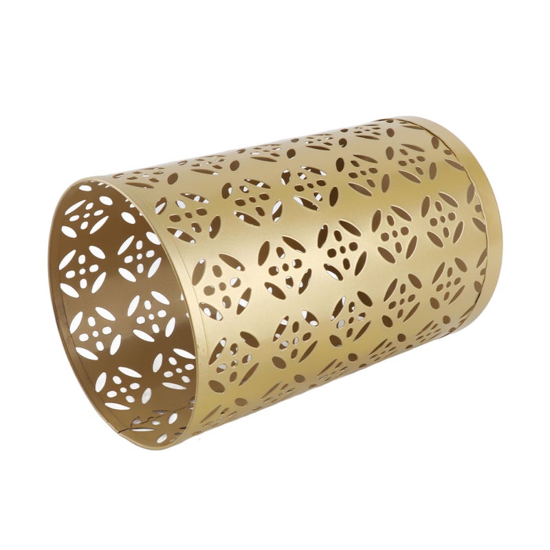 Umbrella Holder Round Rust Proof Stylish Hollow Copper Pattern Metal Umbrella Holder Bin for Home Entryway Gold 23x15x15cm / 9.1x5.9x5.9in - Image 4