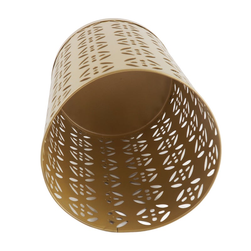 Umbrella Holder Round Rust Proof Stylish Hollow Copper Pattern Metal Umbrella Holder Bin for Home Entryway Gold 23x15x15cm / 9.1x5.9x5.9in - Image 5