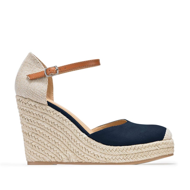 FISACE Womens Summer Espadrille Heel Platform Wedge Sandals Ankle Buckle Strap Closed Toe Shoes - Image 2
