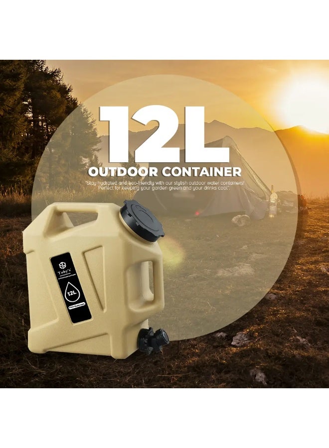 توبيز حاوية مياه التخييم من توبي مع صنبور، إبريق ماء سعة 3.2 جالون، حاويات تخزين مياه كبيرة، خزان مياه خالٍ من البيسفينول أ، علبة طوارئ محمولة لقيادة السيارة والتخييم والمشي لمسافات طويلة - 12L Jerry Can - Image 3