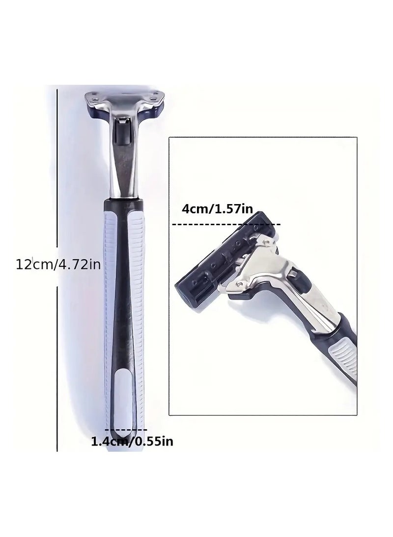 أوريتي مجموعة شفرات حلاقة يدوية خمر من طبقتين ، مقبض واحد مع 12 شفرة حلاقة يدوية من الفولاذ المقاوم للصدأ أخضر للعناية اليومية بالوجه - Image 4