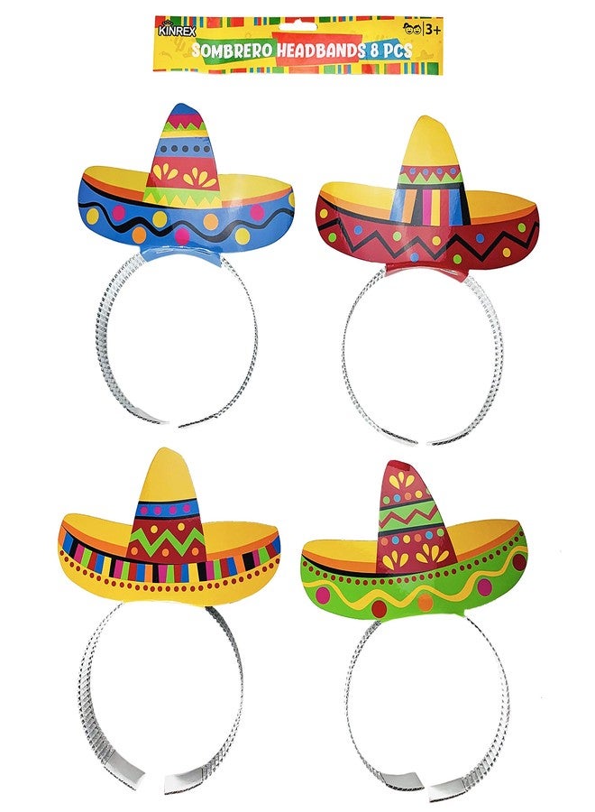 KINREX Cinco de Mayo Sombrero Headband - Mexican Fiesta Paper Party Hat - 8 Pieces - Image 1