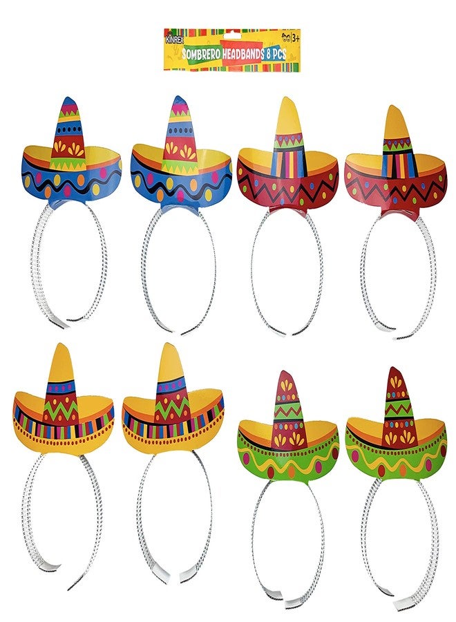 KINREX Cinco de Mayo Sombrero Headband - Mexican Fiesta Paper Party Hat - 8 Pieces - Image 2