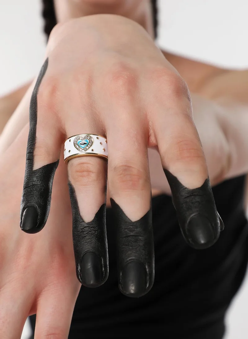 سوهي Stone Studded Adjustable Evil Heart Finger Ring