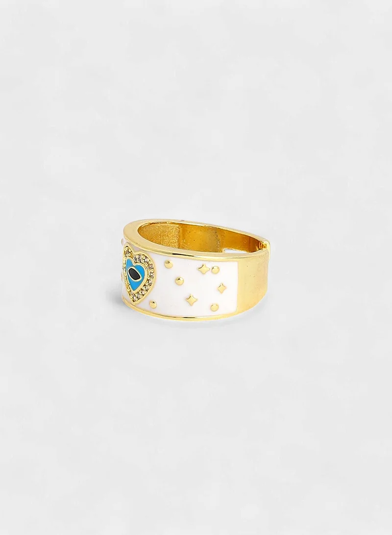 سوهي Stone Studded Adjustable Evil Heart Finger Ring