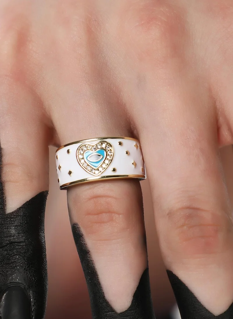 سوهي Stone Studded Adjustable Evil Heart Finger Ring