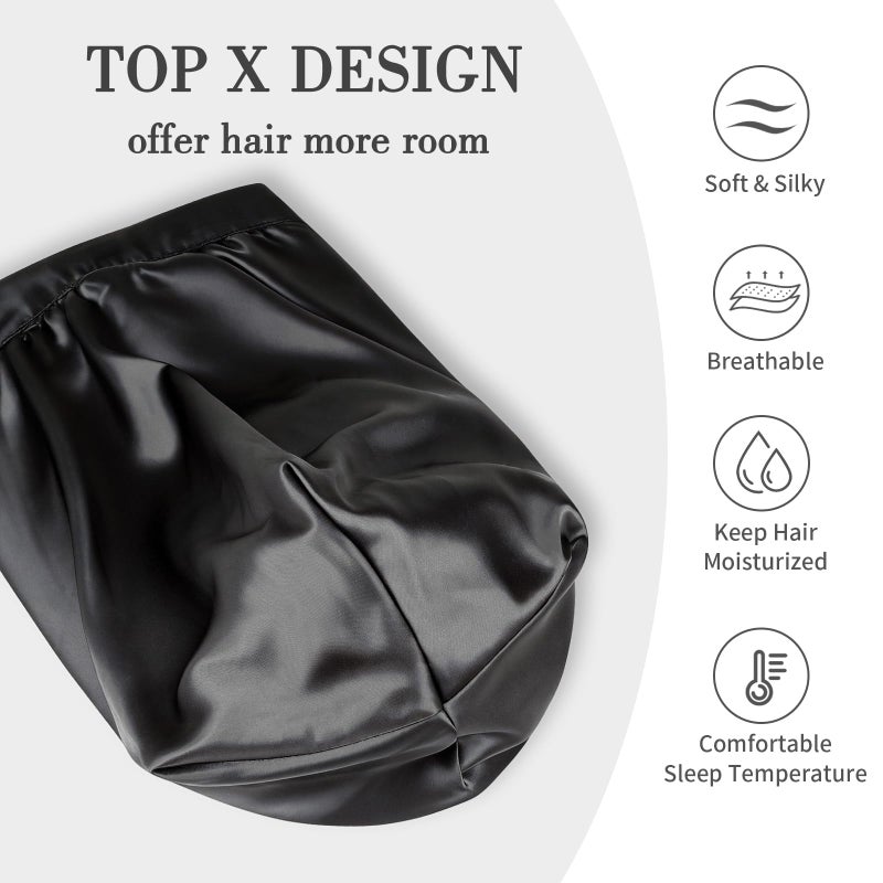 Fittia Long Silk Satin Bonnet for Braids, XL Dreadlocks for Curly Frizzy Hair Sleeping, Large for Black Women Men - Image 5