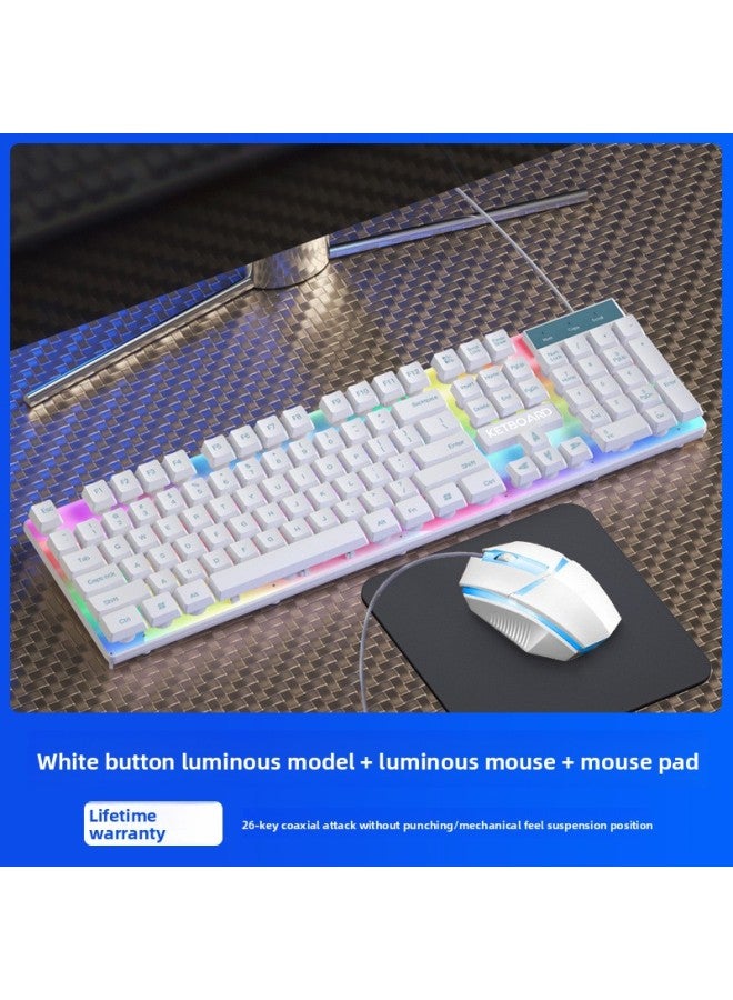 Wired Keyboard And Mouse Set Mechanical Feel Desktop Laptop Office Game E-Sports Backlight Silent No