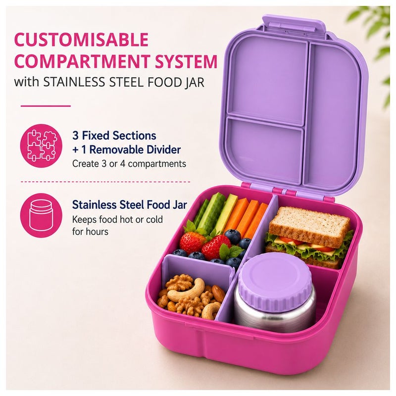BonBon - 3-4 Compartments Lunchbox - Star Purple and Pink - Image 3