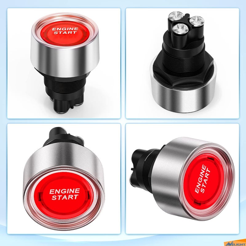 Gebildet مفتاح تشغيل إشعال عالمي 12V-24V/50A، زر بدء تشغيل المحرك SPST 3 دبابيس مع LED أحمر مفتاح إشعال لحظي للسيارة والقارب والشاحنة يتكيف مع تغير البيئة - Image 2