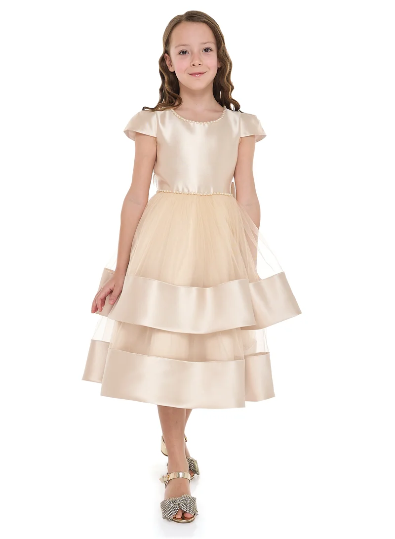 victor and jane Tiered Satin Dress