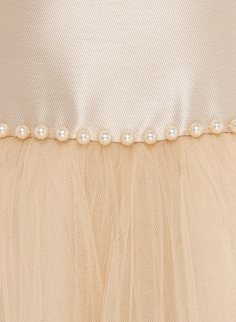 victor and jane Tiered Satin Dress