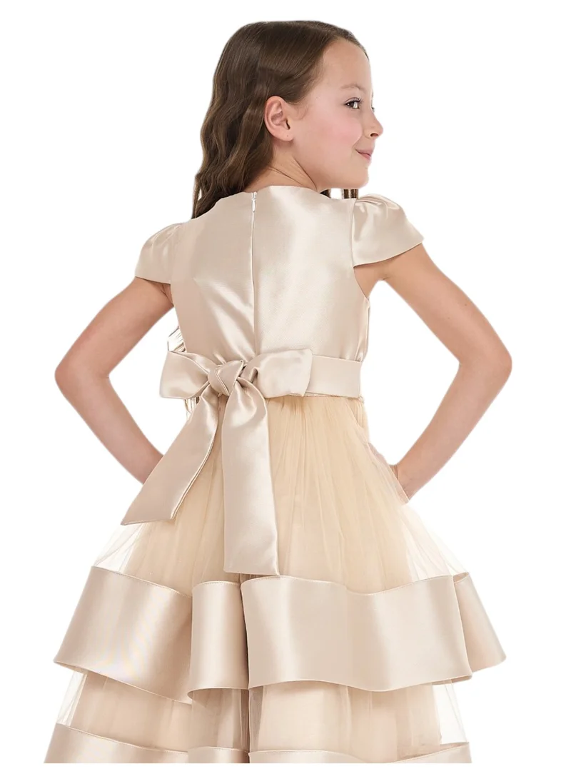 victor and jane Tiered Satin Dress