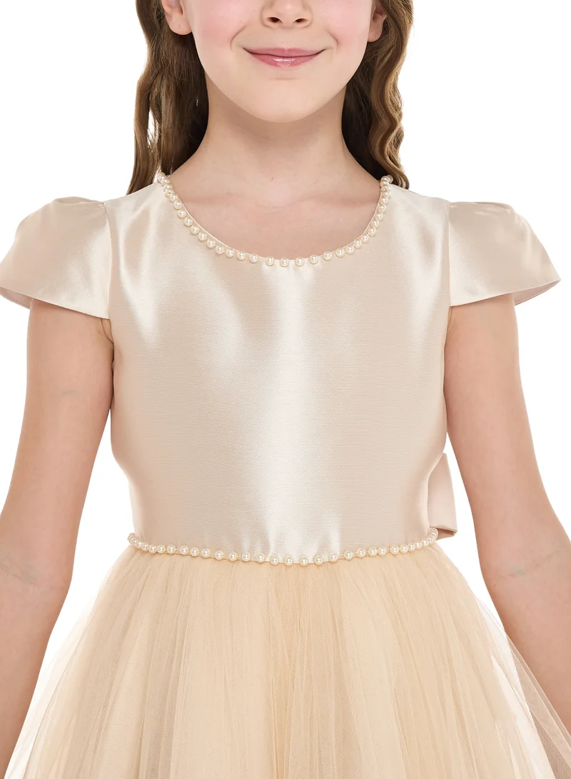 victor and jane Tiered Satin Dress
