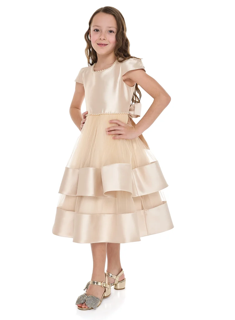 victor and jane Tiered Satin Dress