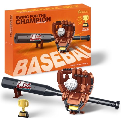 Oeasic Baseball Building Kit for Adults 1021 PCS Sports Display Model with Bat Glove Ball Trophy Creative Building Toy for Men Teens Fans Unique Gift Idea Home Office Display Dcor - Image 1