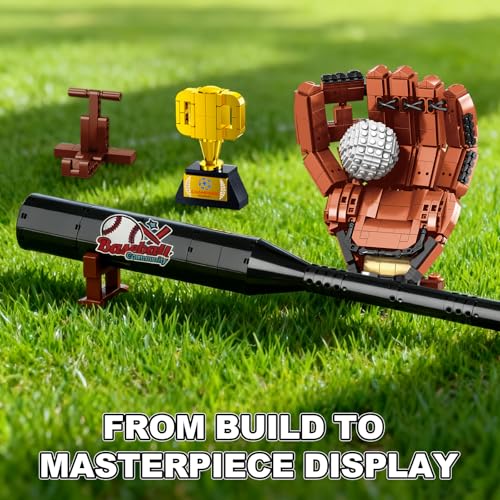 Oeasic Baseball Building Kit for Adults 1021 PCS Sports Display Model with Bat Glove Ball Trophy Creative Building Toy for Men Teens Fans Unique Gift Idea Home Office Display Dcor - Image 5