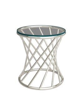 RIGID Stainless Steel End Table with Glass Top  44x41x41cm  - Image 2