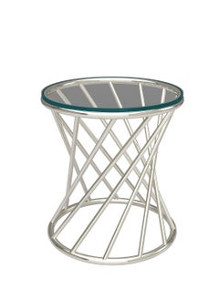 RIGID Stainless Steel End Table with Glass Top  44x41x41cm  - Image 3