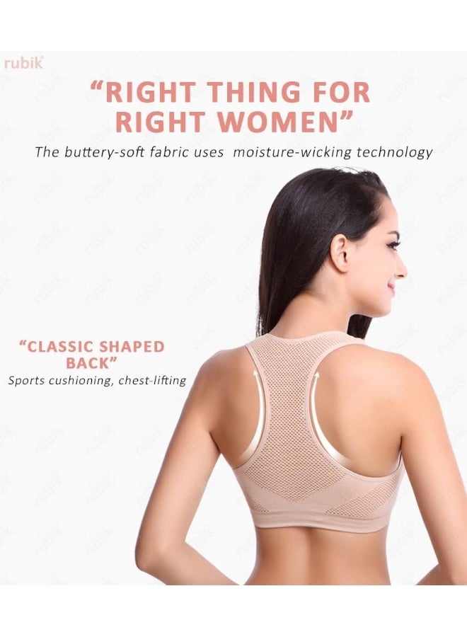 Rubik Sports Bra for Women, Padded Push Up Racerback Seamless High Impact Shockproof Quick Dry Bra for Yoga Gym Training Running Workout Fitness (Medium, Mint green) - Image 3