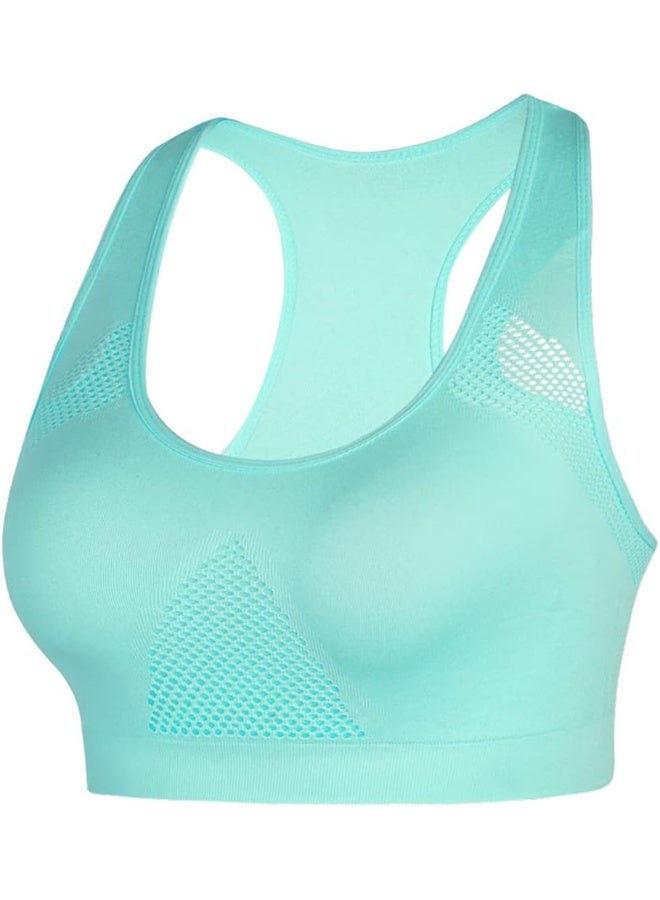 Rubik Sports Bra for Women, Padded Push Up Racerback Seamless High Impact Shockproof Quick Dry Bra for Yoga Gym Training Running Workout Fitness (Medium, Mint green) - Image 1