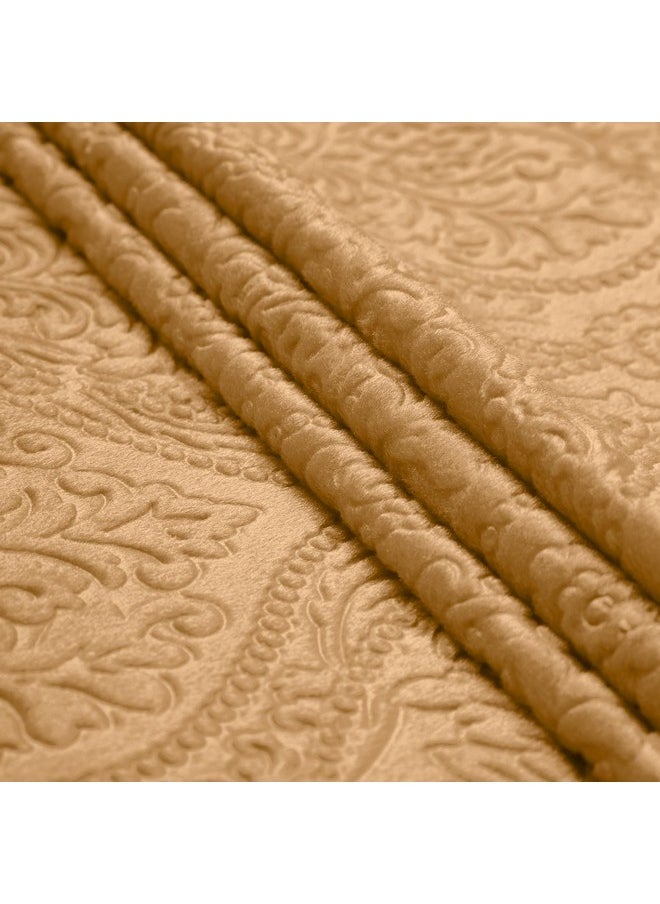 Encasa XO Embossed Velvet Fabric Material by Meter Gold | Sofa Cloth Material Fabric | Unstitched Fabric for Making Cushion Cover, Sofa Cover, Backdrop| 175 GSM, Width 54 Inches | Order by Meter