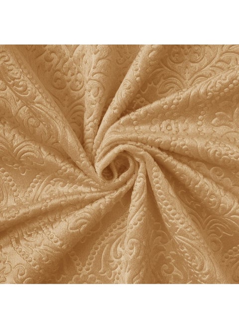 Encasa XO Embossed Velvet Fabric Material by Meter Gold | Sofa Cloth Material Fabric | Unstitched Fabric for Making Cushion Cover, Sofa Cover, Backdrop| 175 GSM, Width 54 Inches | Order by Meter