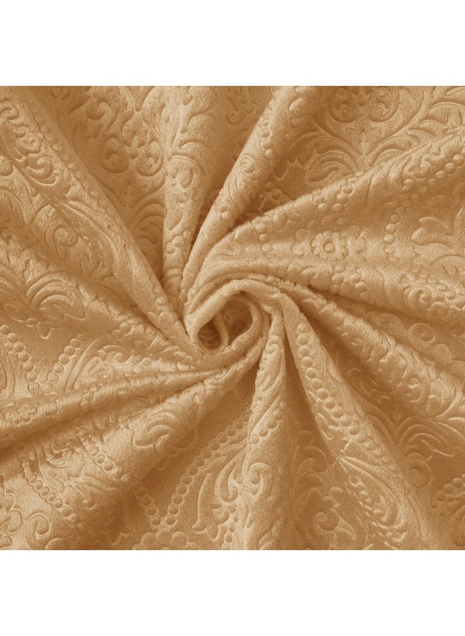 Encasa XO Embossed Velvet Fabric Material by Meter Gold | Sofa Cloth Material Fabric | Unstitched Fabric for Making Cushion Cover, Sofa Cover, Backdrop| 175 GSM, Width 54 Inches | Order by Meter