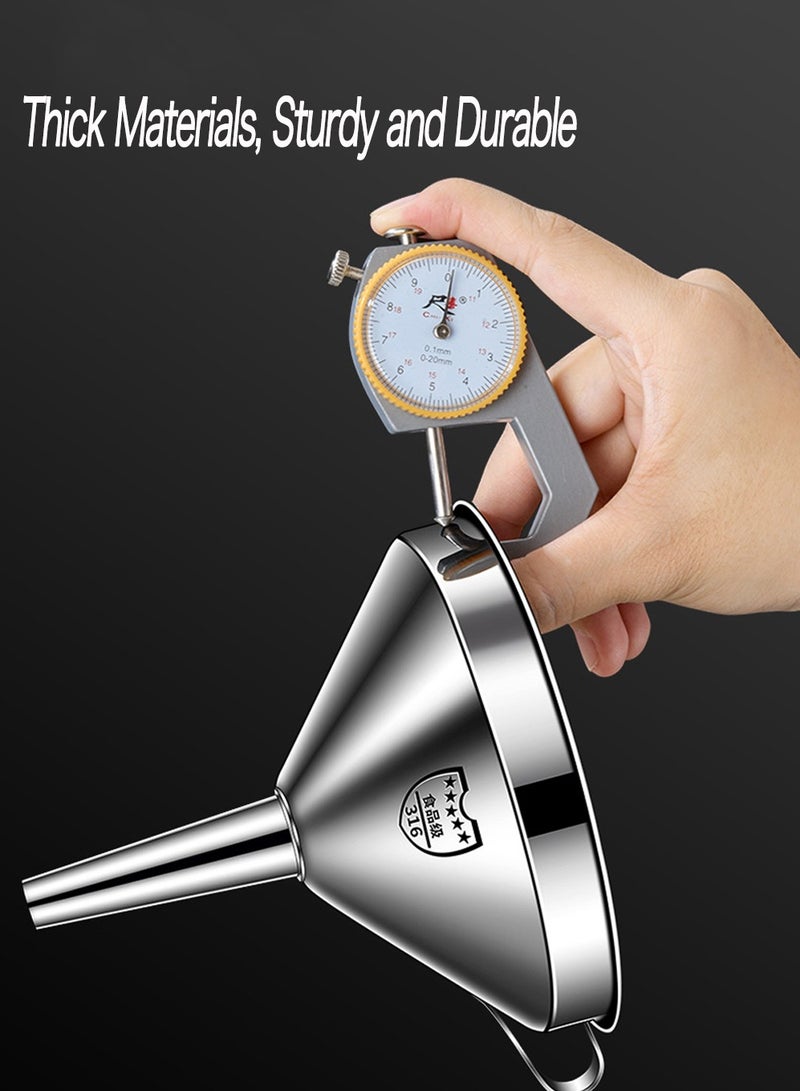 Stainless Steel Funnel, 3 Pack Kitchen Funnel with 3 Removable Strainer ＆ 1Pcs Spoon, Perfect for Transferring of Liquid, Oils, Jam, Dry Ingredients & Powder  - Image 4