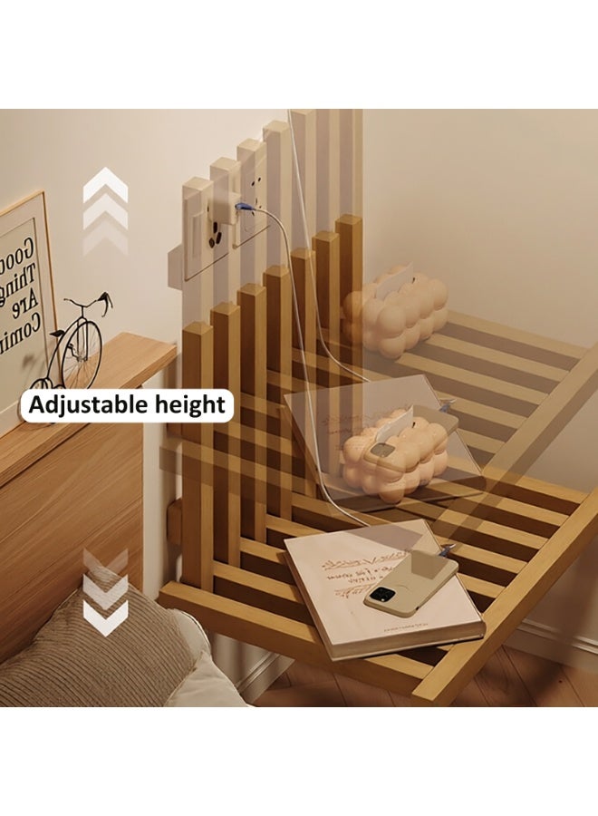 GoldenLike Wall Mounted Foldable Shelf Stool, Height-Adjustable Wood Folding Hallway Stool, Folding Side Table Nightstand for Home & Compact Living - Image 5