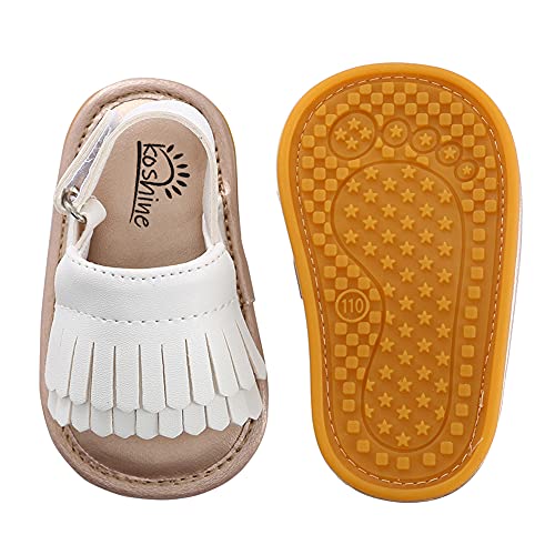 koshine Baby Sandal Tassels Summer Toddler Slipper Shoes 0-2 Years (White, numeric_5_point_5) - Image 5